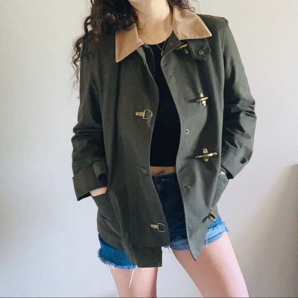 Chaps Jackets & Blazers - CHAPS OLIVE CORD COLLAR BARN/UTILITY COAT